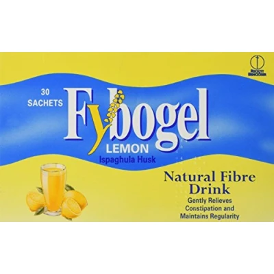 Image of Fybogel Hi Fiber Sachets for Constipation Relief, Lemon Flavour, Pack of 30
