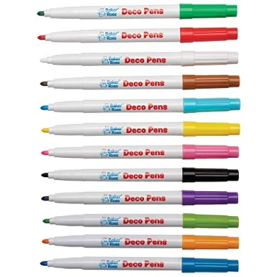 Image of Baker Ross AX112 Deco Pens Pack of 12, Multi Purpose Markers For Kids Painting Kit and Arts Crafts Projects, Multicolour, Beige
