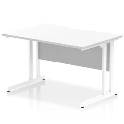 Image of Impulse 1200 x 800mm Scalloped Edge Straight Office Desk White Top Cantilever Leg
