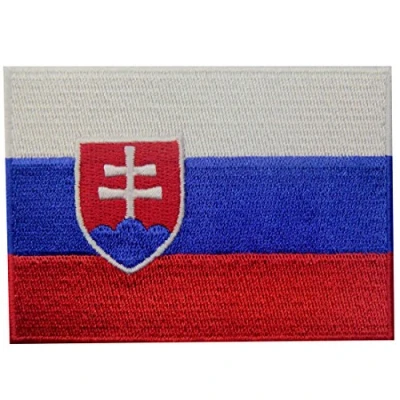Image of Slovakia Flag Embroidered Patch Slovak Republic Iron On Sew National Emblem