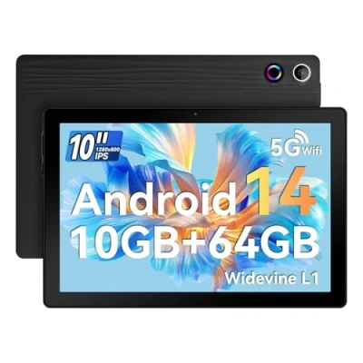 Image of Lville Tablet 10 inch, Tablets Android 14 ,10GB RAM 64GB ROM,1TB TF Card Expand, 1280*800 Full HD with Octa Core Processor, 5000mAh Battery, 8MP &amp; 5MP Dual Camera Face ID (Black)