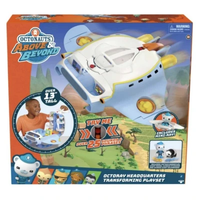 Image of Octonauts Above &amp; Beyond Octoray Transforming Playset 7 Pieces 25+ Lights and Sounds, Multicolor, includes Figure, Playset, 3 Accessories, AAA Batteries