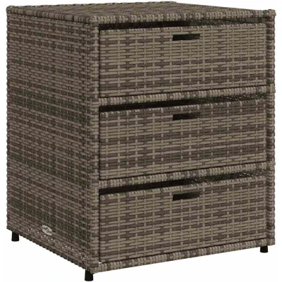 Image of vidaXL Garden Storage Cabinet Grey 55x59x69 cm Poly Rattan