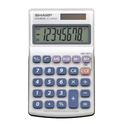 Image of Sharp Silver 8 Digit Hand Held Pocket Calculator EL240SAB