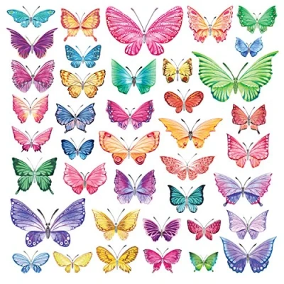 Image of DECOWALL DS8 1602 Watercolour Butterflies Kids Wall Stickers Decals Peel and Stick Removable for Nursery Bedroom Living Room Art murals Decorations