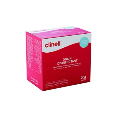 Image of Clinell Drain Disinfectant 24 x 30g Sachets Perfect for Sinks &amp; Shower Drains Kills 99.99% of Germs Bacteria, Near Neutral PH Ideal Professionals