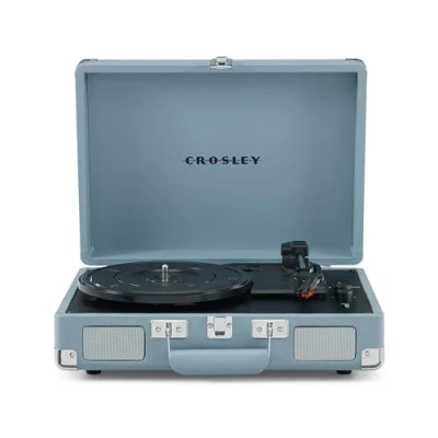 Image of Crosley Cruiser Plus Portable Turntable Bluetooth Record Player, 3 Speed Suitcase Vinyl Home Turntables for Records, Built in Stereo Speakers, Receiver, AUX Input, Tourmaline