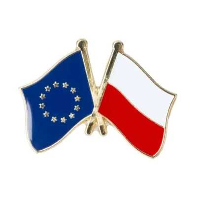 Image of Poland Polish &amp; European Union EU Friendship National Flag Metal Enamel Pin Badge
