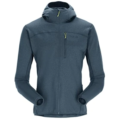 Image of Rab Men&#039;s Ascendor Hoody Fleece Full Zip Jacket for Climbing, Skiing, Backcountry Touring, &amp; Mountaineering Orion Blue Large