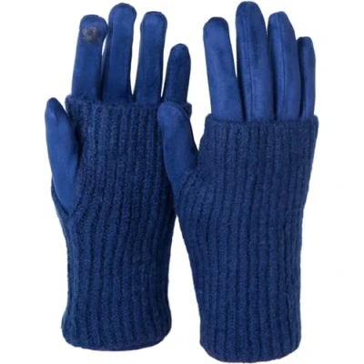 Image of styleBREAKER Women&#039;s Touchscreen Fabric Gloves with Detachable Knit Cuffs, Warm Finger Gloves, Winter 09010022, Colour:Navy