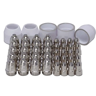 Image of RIVERWELD P 80 Plasma Cutting Tips 1.3mm 80A Electrodes Shield Cup Torch Consumables Kit 45pcs