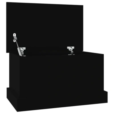 Image of vidaXL Multipurpose Storage Box in Black Engineered Wood 50x30x28 cm Versatile Home Solution and Table