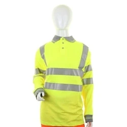 Image of Ladies Hi Vis Long Sleeve Polo Saturn Yellow Large