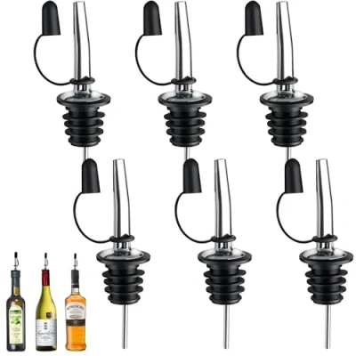 Image of Bottle Pourers for Spirits 6Pack Spirit Speed Freeflow Liquor Pourer Wine Alcohol Olive Oil Syrup Vinegar Bottles