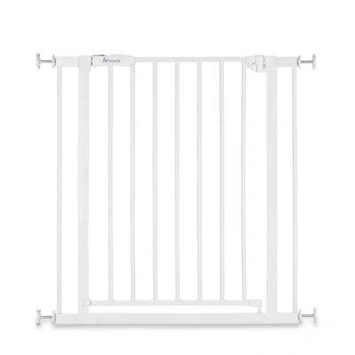Image of hauck Open N Stop 2, White Pressure Fit Baby Gate 75 80 cm for Doors &amp; Stairs, Closes Manually, Opens to Both Sides with One Hand, Metal, Mounting Accessories Included