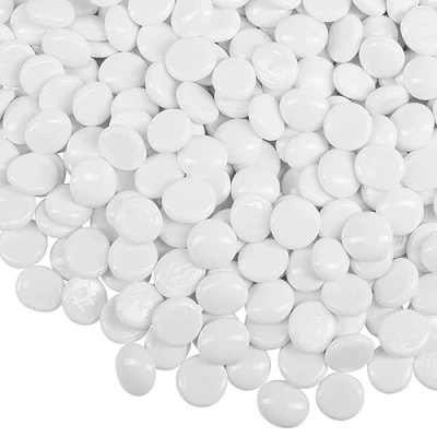 Image of ARSUK Decorative Glass Pebbles Stones Beads Rounded Gems Flat Marble, Vase Filler, Fire Artificial Crystal Gemstones for Aquarium, Mosaic Tiles Vases Craft, Garden Flowerpot (180Pcs White)