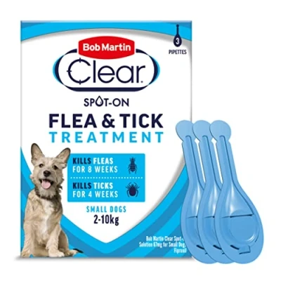 Image of Bob Martin Clear Spot On Flea Treatment for Small Dogs (2 10kg) Kills Fleas &amp; Ticks (3 Pipettes)