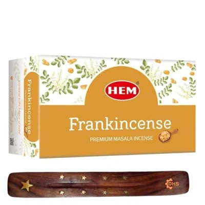Image of HEM Frankincense Premium Incense Sticks, Full Pack of 12, Each 15 gms with DHS stick holder for Yoga, Meditation, Healing, Spirituality, Aromatherapy, Spa and Relaxation…