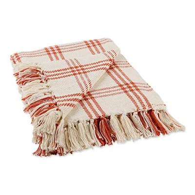 Image of DII Farmhouse Plaid Collection Cotton Throw Blanket, 50x60, Vintage Red