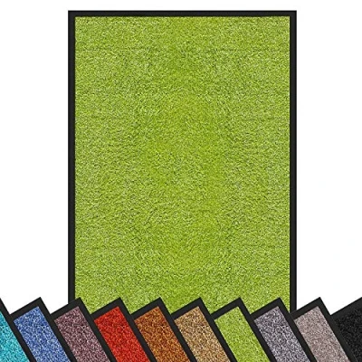 Image of etm Dirt Trapper Door Mat Entrance Rhine (Light Green, 120 x 180 cm) Indoor &amp; Outdoor Doormat, Washable Front Non Slip Backing Super Absorbent Floor Rug Barrier