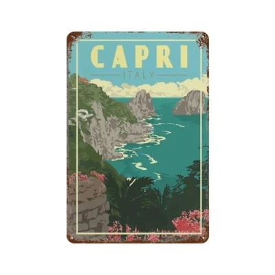 Image of Vintage Metal Tin Sign,Iatlu Capri,Retro Wall Decor Art Sign for Home Coffee Bar Restaurant Pub(20x30cm）8x12 inch G47