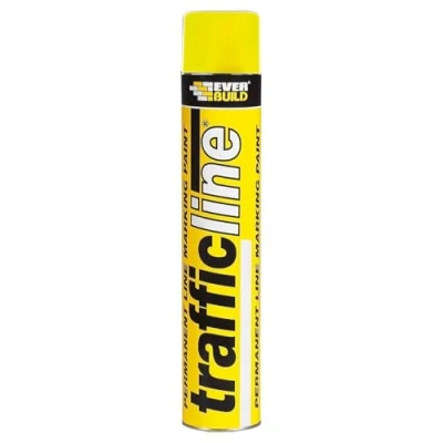 Image of Everbuild Trafficline Permanent Line Marking Spray Paint Trafficable 1 Hour After Application Yellow 700ml