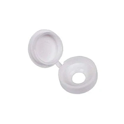 Image of 100x Pack Plastic Fold Over Hinged Screw Head Cap Snap Cover Small to fit 6G 8G (White)