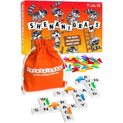 Image of Shenanigrams The Mega Mischievous Word Game! A Super Fun &amp; Fast Family Party Game for Kids, Teens Adults Great Travel, Couples Board Games Night