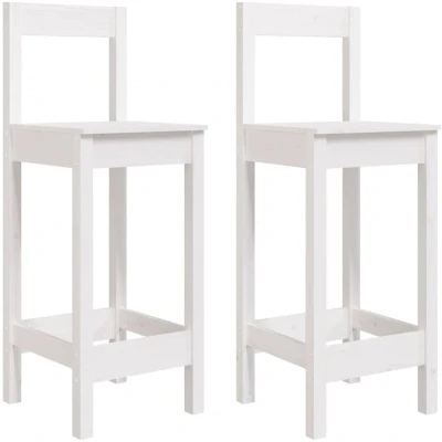 Image of vidaXL Bar Chairs 2 pcs White 40x41.5x112 cm Solid Wood Pine