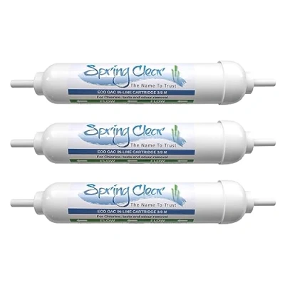 Image of SpringClear Water Gem Compatible in Line Filter Cartridge with 3/8&quot; Male Stem Universal Carbon for Fridge Dispenser and Ice Maker Scale Reduction Kitchen Tap (3 Pack)