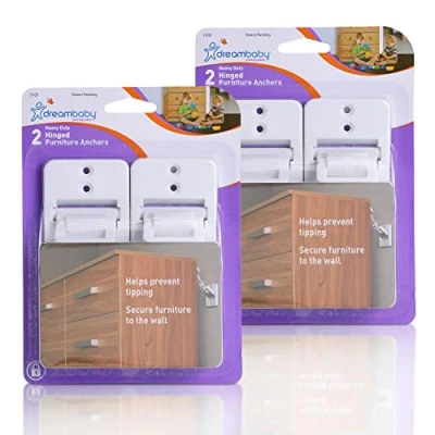 Image of Dreambaby Heavy Duty Hinged Furniture Straps 4 Pack, White