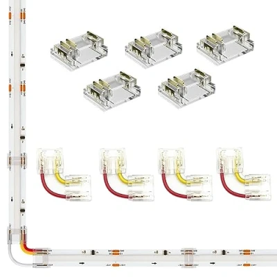 Image of ENQIMAOYI 3Pin 12 mm FCOB LED Connectors for RGB Smart IC COB Strip Light，5pac to Connector,4pcs L Shape Connector ONLY WS2811 720LED Light