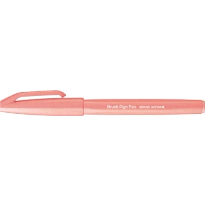 Image of Pentel SES15C F2X Brush Sign Pen Coral Orange Fibre Tip Like Pack of 10