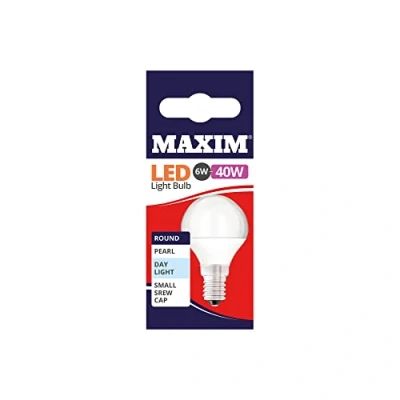 Image of Maxim LED Light Bulbs (Pack of 10) Round Daylight White Small Edison Screw Cap (E14) 6W Watt 0MLRSESDL5X10, 78 x 45mm, 40MLRSESDL5X10