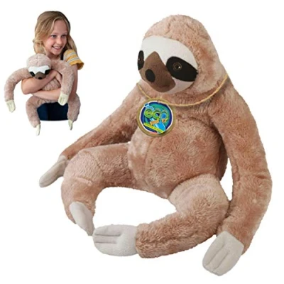 Image of EcoBuddiez Sloth from Deluxebase. Large 30cm Soft Plush Animals made Recycled Plastic Bottles. Eco Friendly Cuddly Gift for Kids and Cute Stuffed Animal Toy Toddlers.
