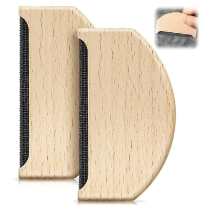Image of Beechwood Cashmere Comb Shaver Wool, 2 Pcs Sweater Wool Comb, Wooden Pilling Fuzz Fabric Lint Remover for De Clothing Garments Knits Woolens Scarves