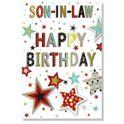 Image of Son In Law Birthday Card Script Text Mens Male Size: 7.5&quot; x 5.25&quot; (G)
