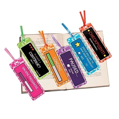 Image of Pack of 12 Gaming Pixel Bookmarks Teacher Reading Book School Party Bag Fillers