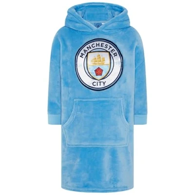 Image of Manchester City F.C. Football Oversized Wearable Blanket Hoodie 10 12 Years 152cm Blue
