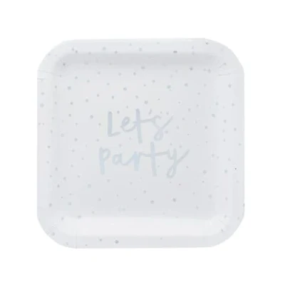 Image of Hootyballoo 8 Pack Iridescent &#039;Lets Party&#039; Paper Plates Tableware Partyware HBMM143