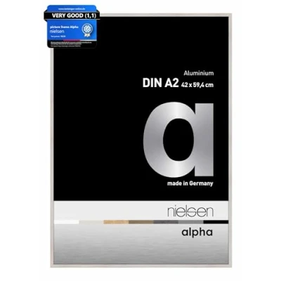 Image of nielsen Alpha Photo Frame A2, 42x59.4cm Aluminium Picture Frame, Oak White with Protective Float Glass and Push Turn Clips