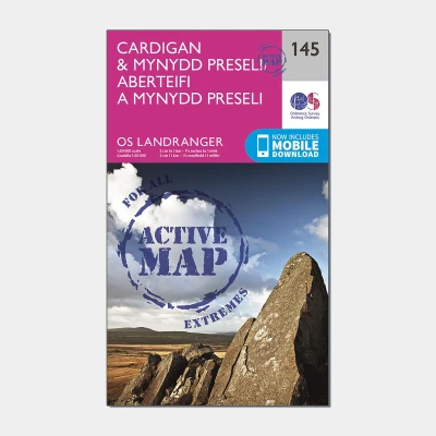 Image of Landranger Active 145 Cardigan &amp; Mynydd Preseli Map With Digital Version