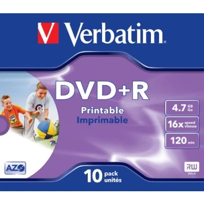 Image of Verbatim 43508 16x Printable DVD+R Jewel Cased 10 Pack