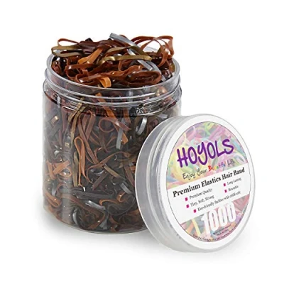 Image of Hoyols Hair Elastic Rubber Bands Ties for Ponytail Braid Holder Pack (1000 Count (Pack of 1), 6 Mixed Color)
