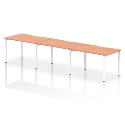 Image of Evolve Single White Frame Bench Desk 1200 Beech (3 Pod) BE398