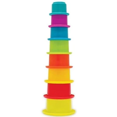 Image of PETERKIN Play &amp; Learn STACKY multicoloured stacking cups Stack, scoop and pour! Pre school Toys Sand Water Ages 12m+