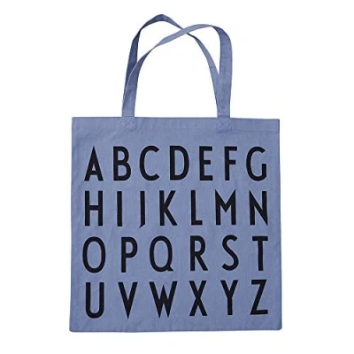 Image of Design Letters Favourite Tote Bag ABC Blue 100% Organic Cotton Shoulder for Women, Oeko tex certified, Reusable Shopper Women Available in Fashionable Colors