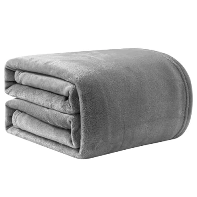 Image of Good Nite Fleece Blanket Fluffy Throw Blankets 130x150cm Flannel Warm Soft For Sofa Couch Bedspread (Grey, Single)