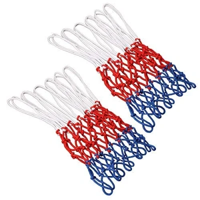 Image of GTIWUNG 2 Pack Ultra Heavy Duty Basketball Net Replacement, All Weather Red/White/Blue Nets, Fits Standard Indoor or Outdoor Rims, 12 Loops
