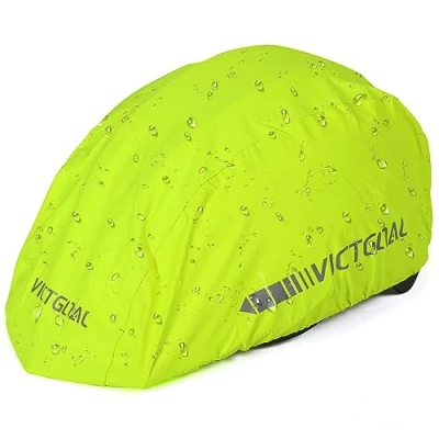 Image of Victgoal Bike Helmet Rain Cover with Safety Reflective Stripes, Waterproof Windproof for Road Bicycle Cycling (Neon Yellow)